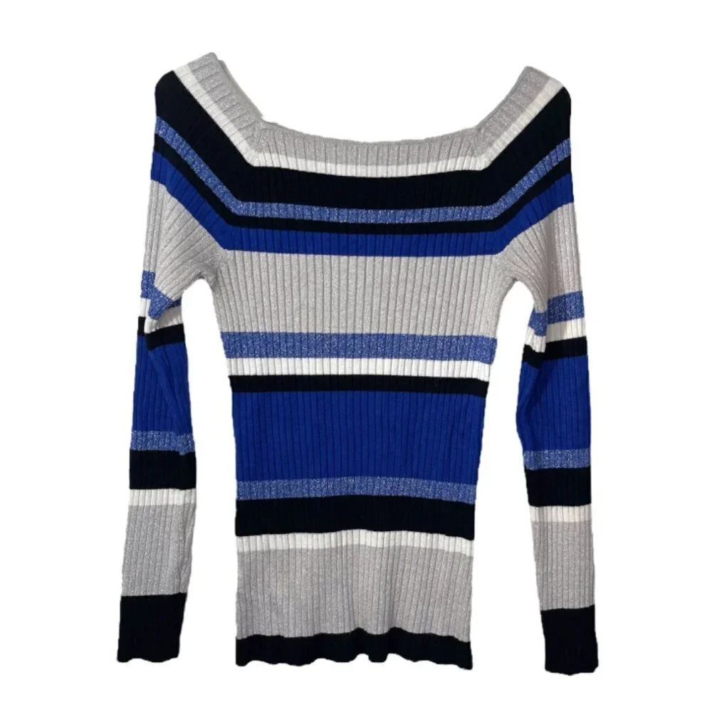 INC International Concepts Metallic Striped‎ Sweater size M